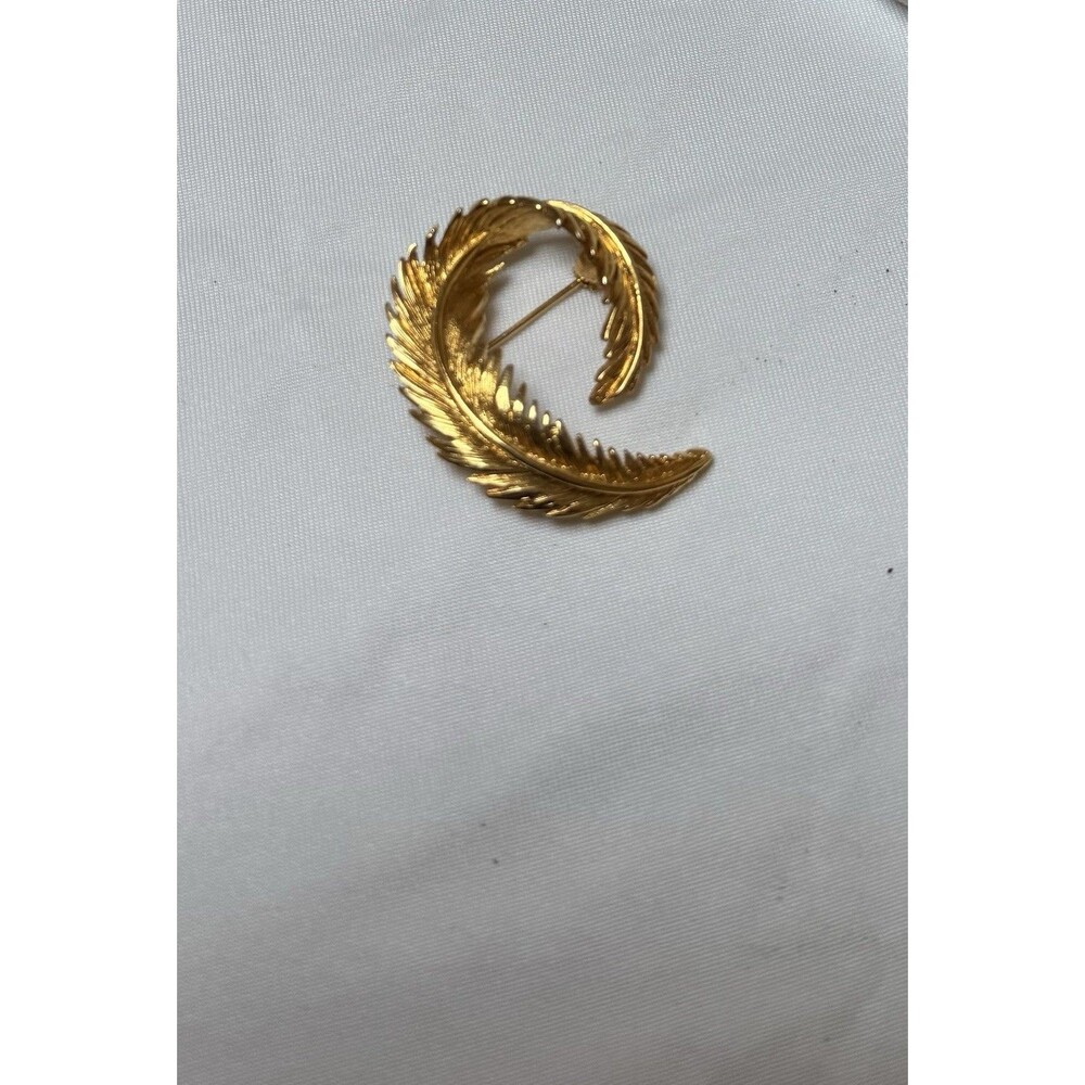 Vtg SIGNED ALLISON REED BIG LARGE LEAF Brooch Pin BRUSHED TEXTURED gold tone mtl